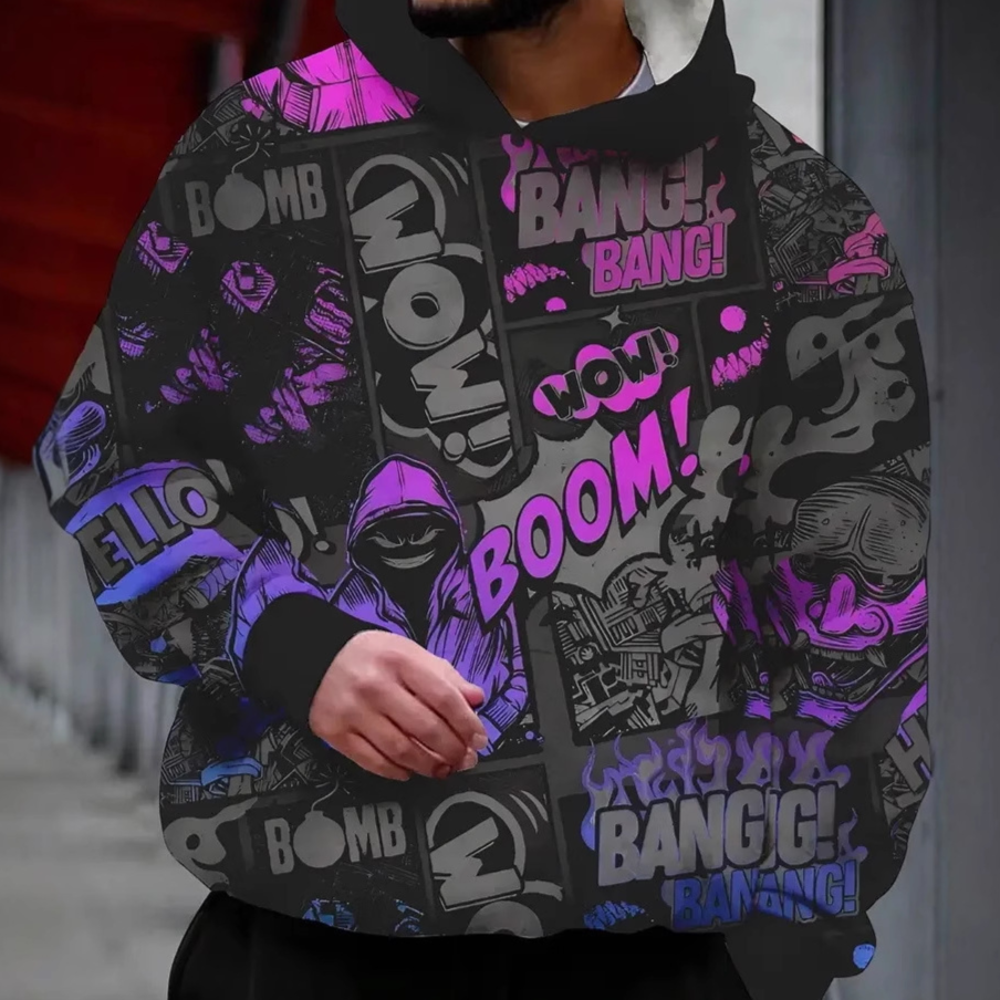 Mens 3D Digital Print Hooded Sweatshirt
