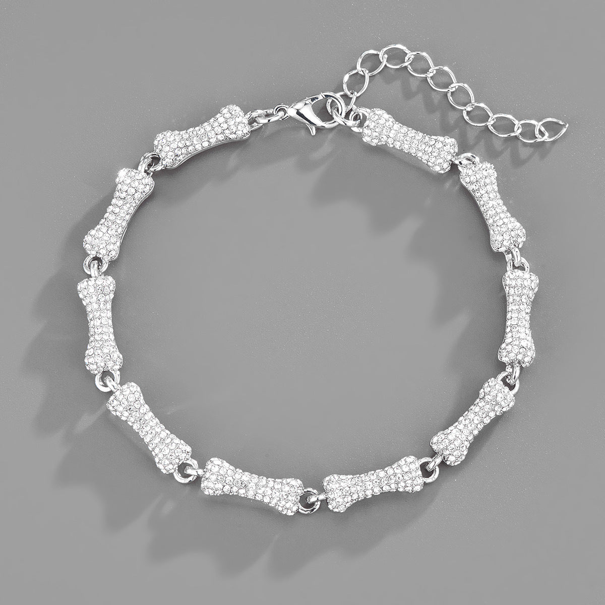 Exaggerated Trendy Personality Trendy Models Full Of Drill Bones Hip-Hop Necklace Men And Women Cuban Chain Clavicle Chain