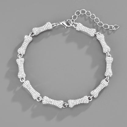 Exaggerated Trendy Personality Trendy Models Full Of Drill Bones Hip-Hop Necklace Men And Women Cuban Chain Clavicle Chain