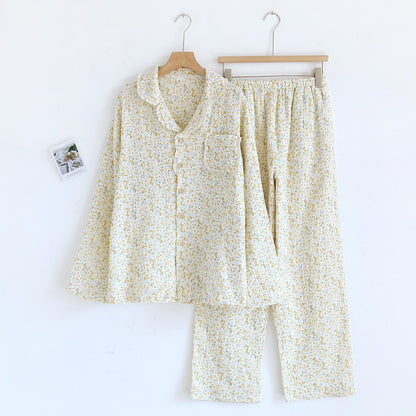 Cotton Pajama Set for Women with Long Sleeve and Pants