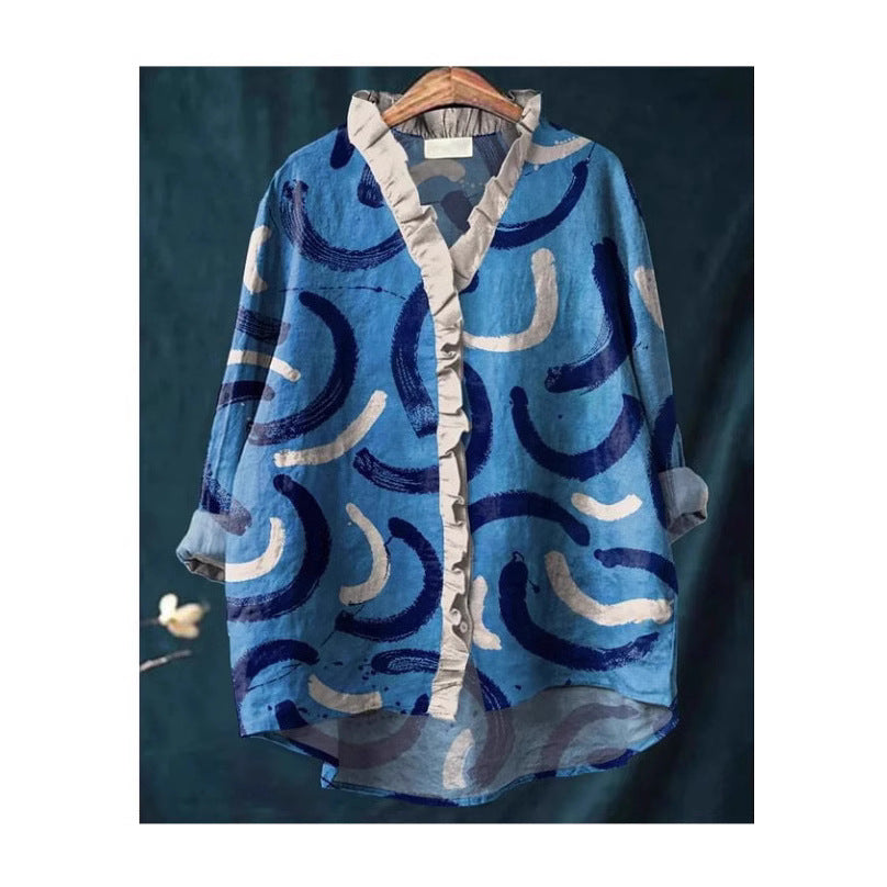 Women's Loose Print Round Neck T-shirt