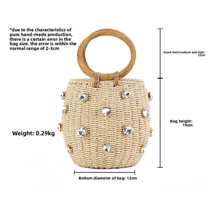 Cylindrical Handheld Woven Diamond Bag