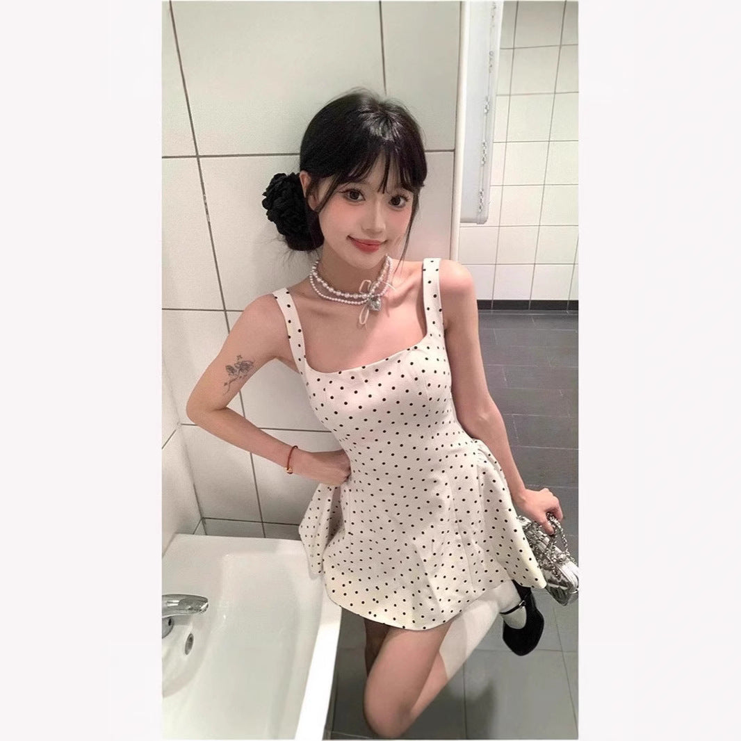 French Style Print Sling Dress