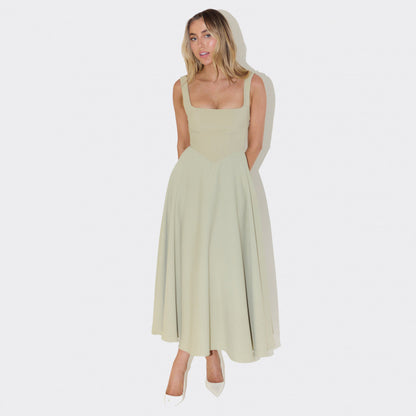 Elegant Square Neck Sleeveless Dress
