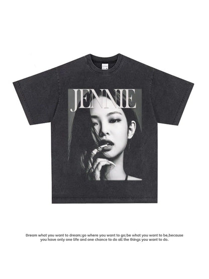 Retro Cotton T-Shirt with Character Print