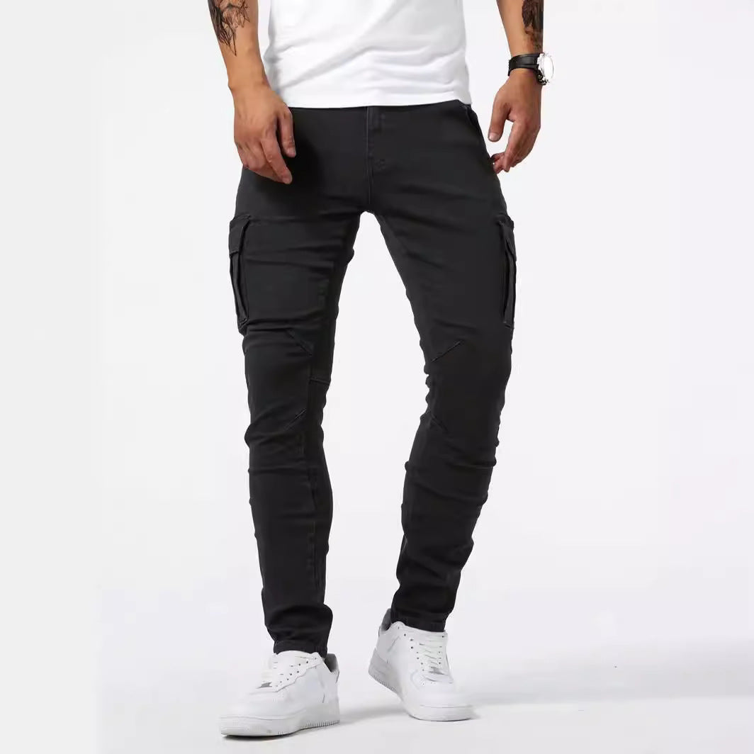 Men's Cotton Casual Cargo Pants with Multiple Pockets