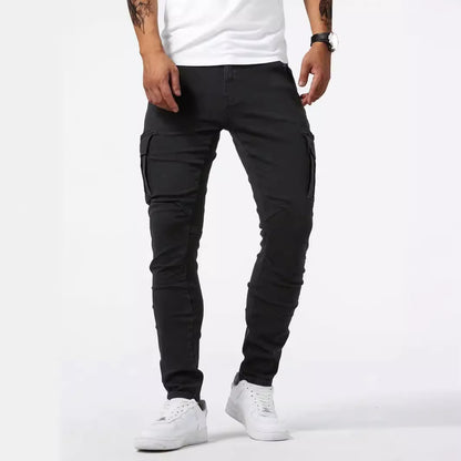 Men's Cotton Casual Cargo Pants with Multiple Pockets