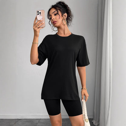 Round Neck Short Sleeve Plain Simple