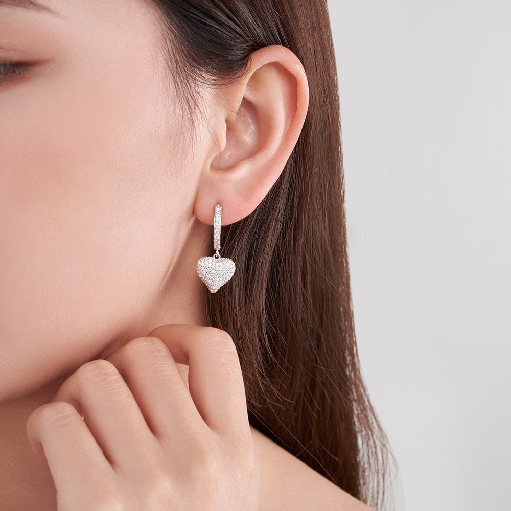 Heart-Shaped Moissanite Earrings Women's Jewelry