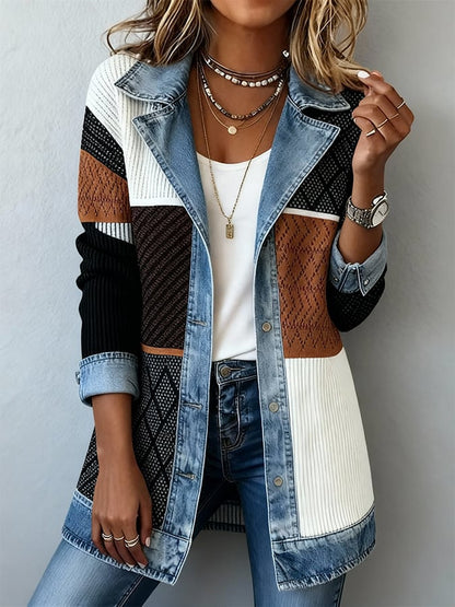 Women's Elegant Long Sleeve Patchwork Jacket