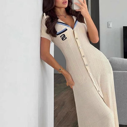 Pleated Knit Maxi Dress