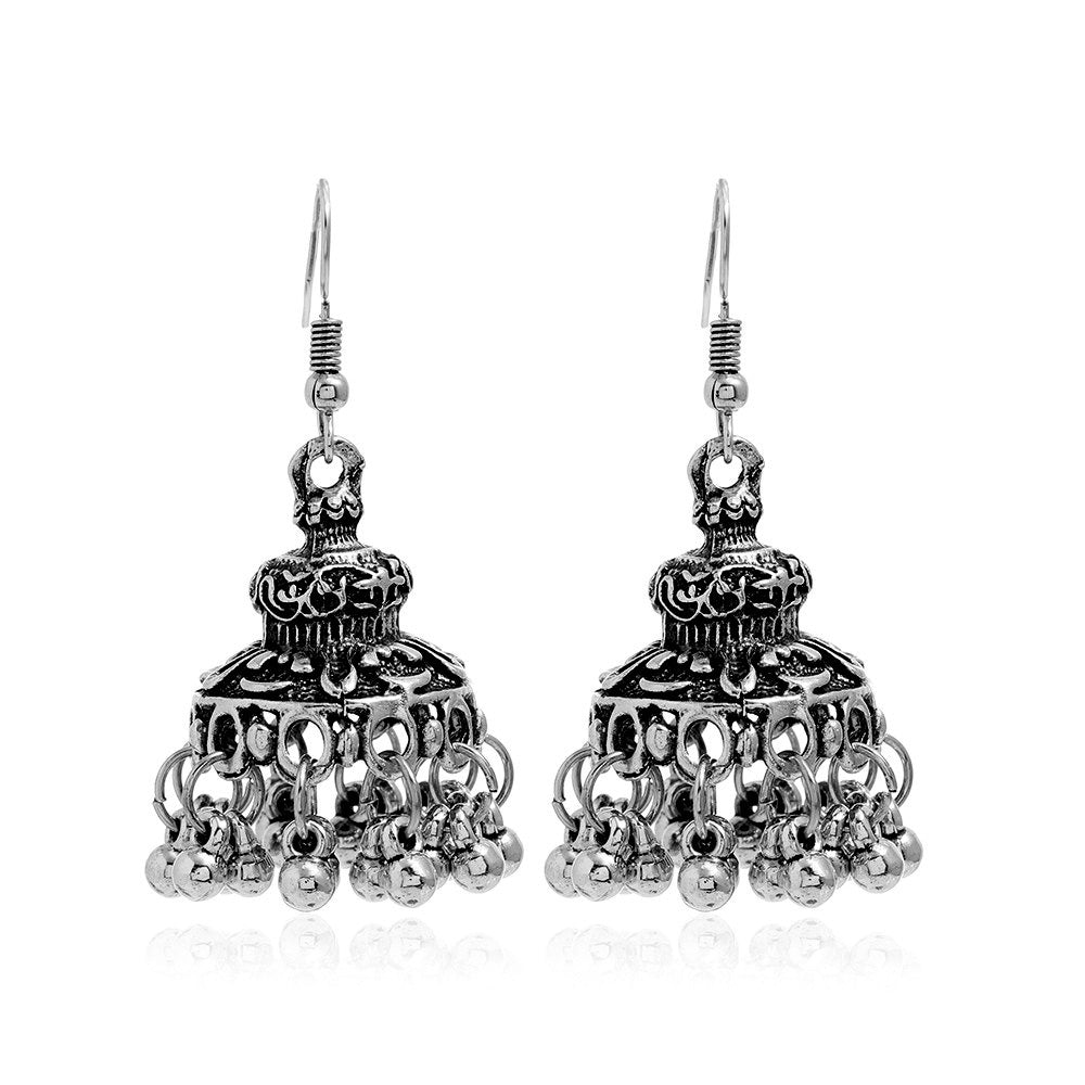 Bohemian ethnic carved retro patterns, creative bell earrings, exaggerated and personalized ethnic style earrings from Europe and America