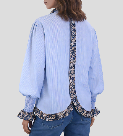 Leopard Lace Striped Shirt