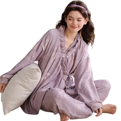 Womens Cloud Cotton Kimono Pajama Set