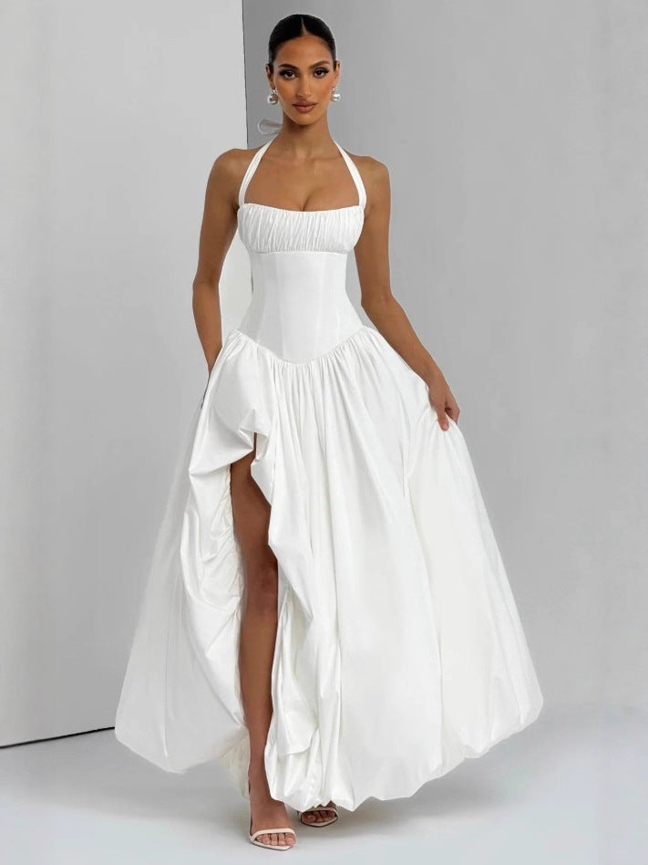 French-Style Halter Neck Slimming Dress