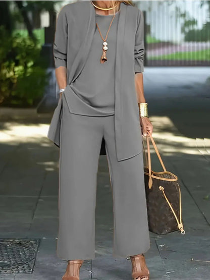 Women's Solid Color Three-Piece Casual Suit