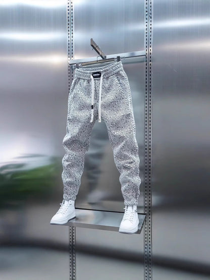 Chanel Style Striped Sweatpants Men Loose Casual Trousers