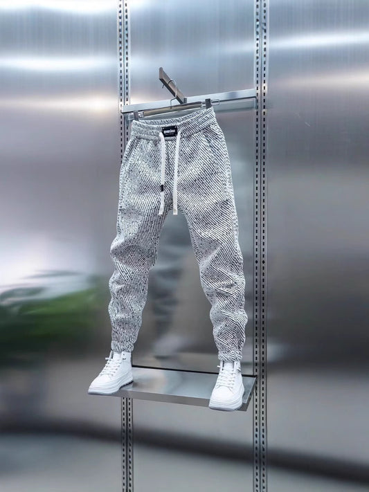 Chanel Style Striped Sweatpants Men Loose Casual Trousers