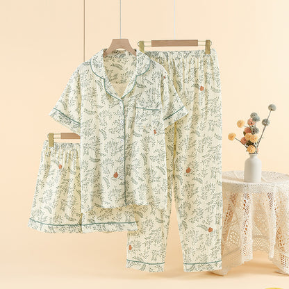 Cotton Three-Piece Pajama Set