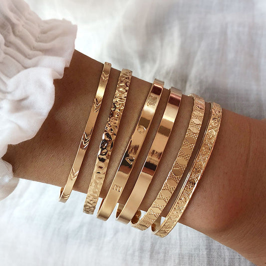Metal six-piece bracelet set