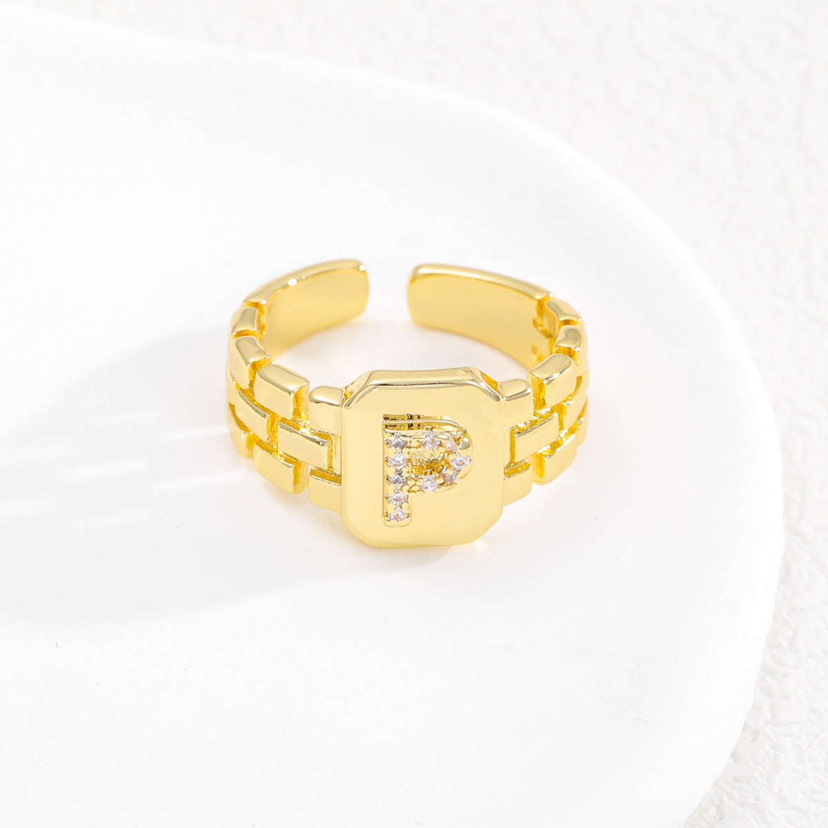 European and American ring letter series jewelry strap design letter opening ring