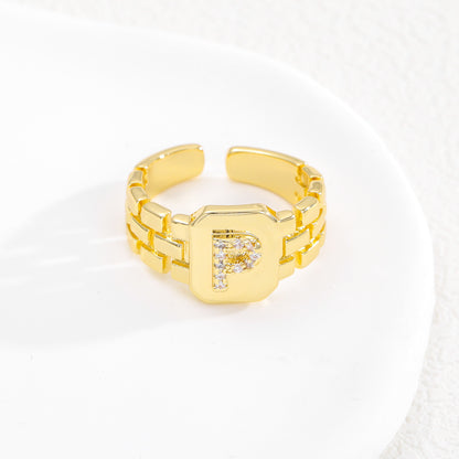 European and American ring letter series jewelry strap design letter opening ring