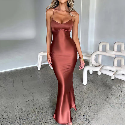 Satin Backless Evening Dress
