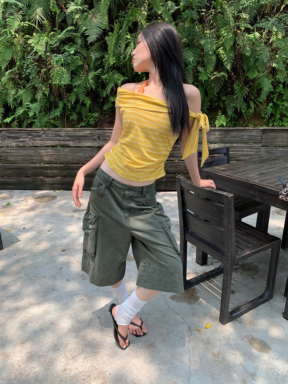 Retro Denim Wide-Leg Mid-Pants for Women