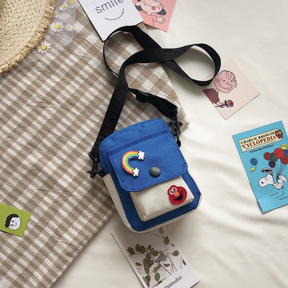 Cute Small Bag New Trendy Japanese Literary Girl Mobile Phone Bag Sweet Student Canvas Messenger Bag