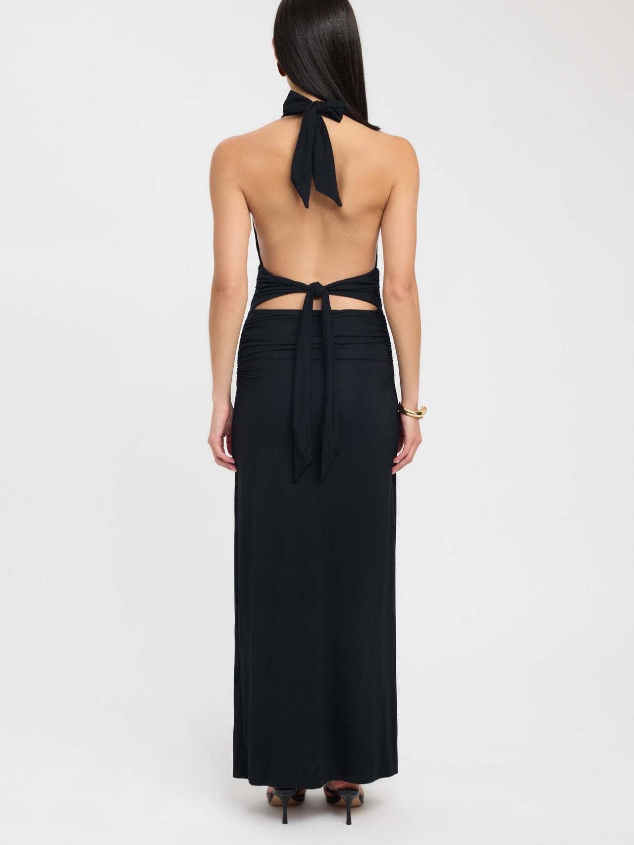 Elegant Halterneck Slit Long Dress