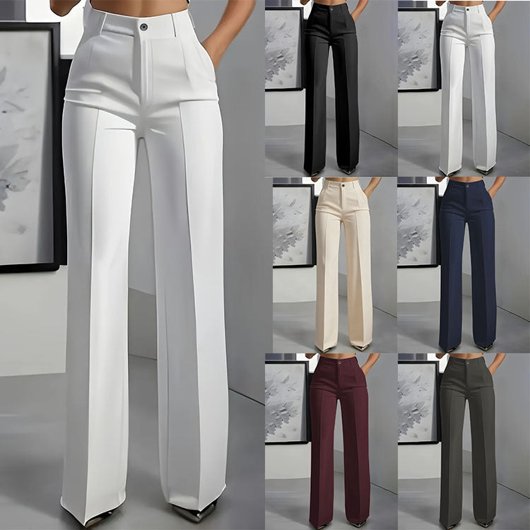 Women's New High-Waisted Straight-Leg Simple Suit Trousers