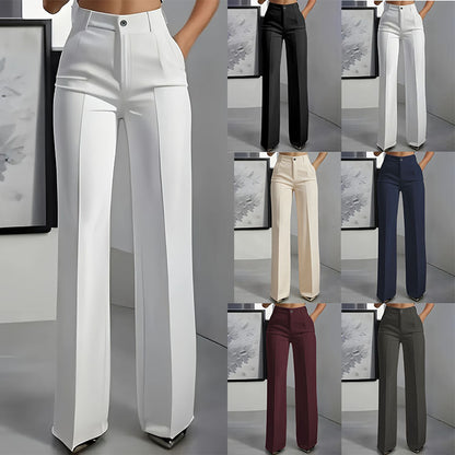 Women's New High-Waisted Straight-Leg Simple Suit Trousers