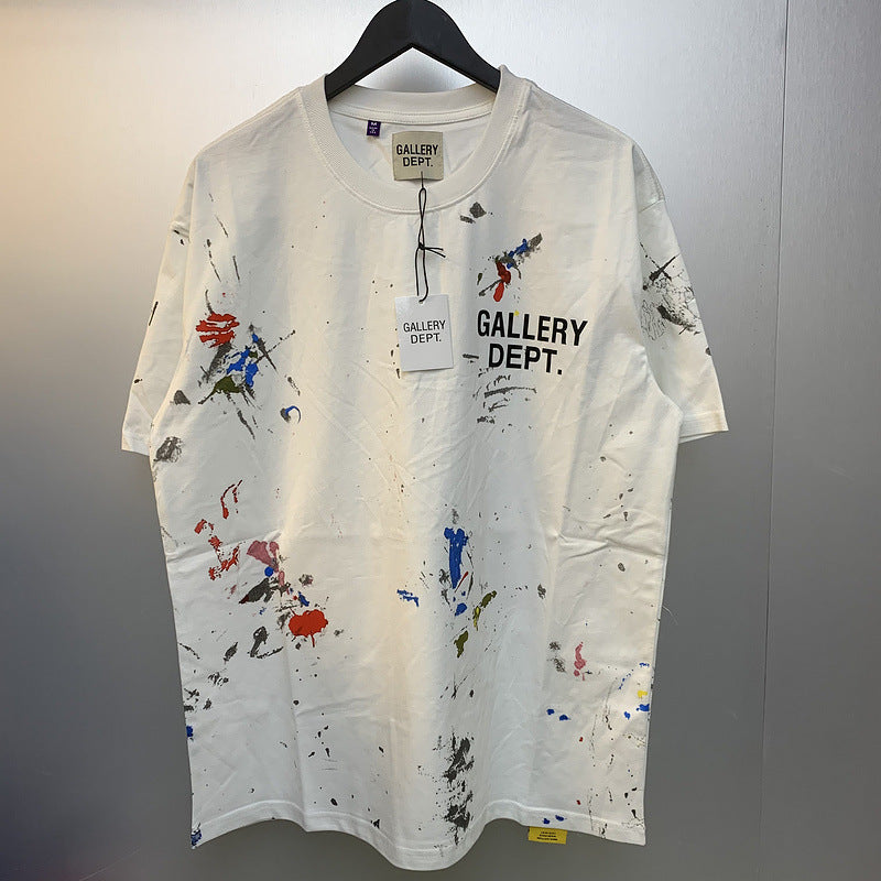 Cross-border Foreign Trade GALLERY DEPT 25SS New Meichao High Street Splash Ink Graffiti Men and Women Couple Short-sleeved T-shirt