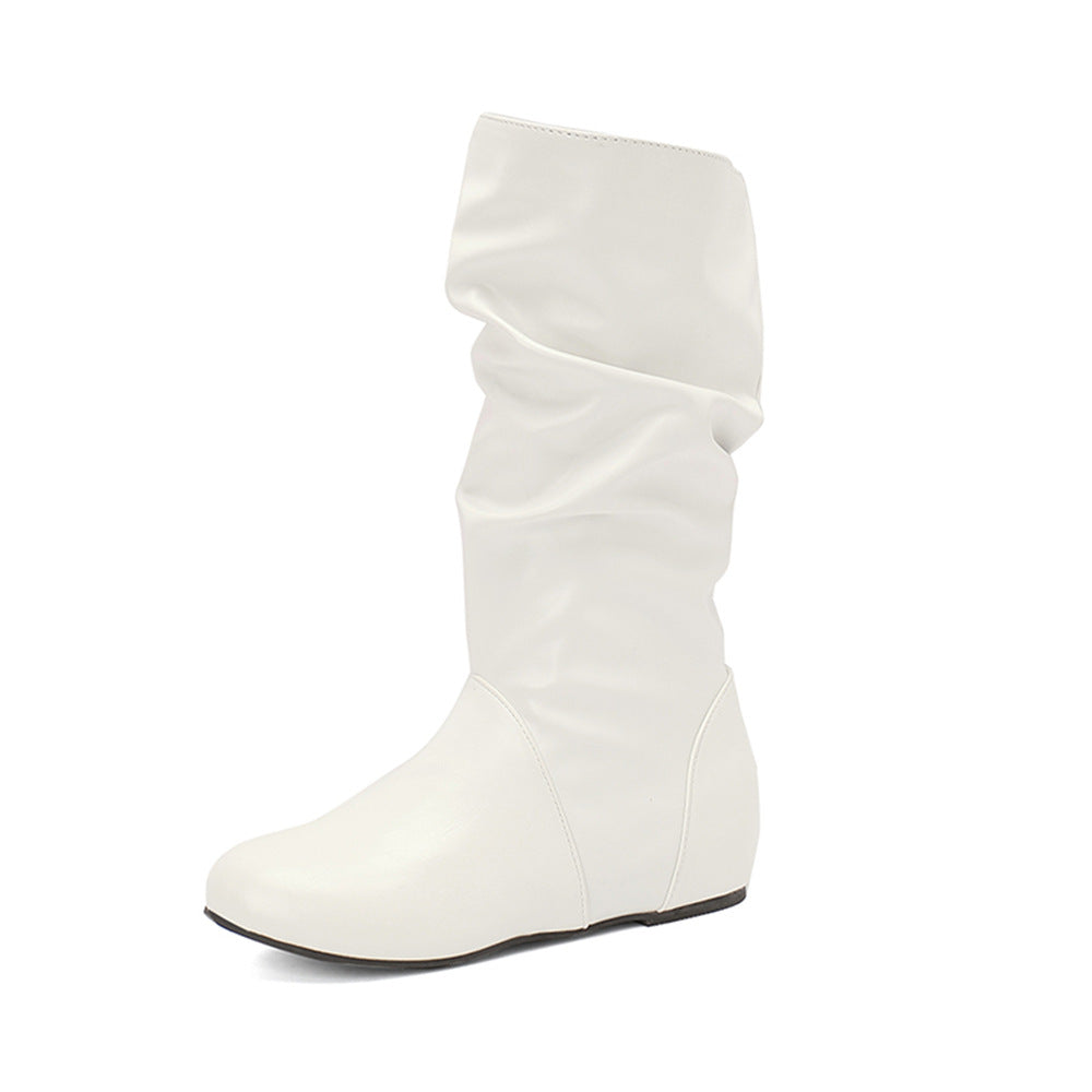 High-top round-toed retro ankle boots