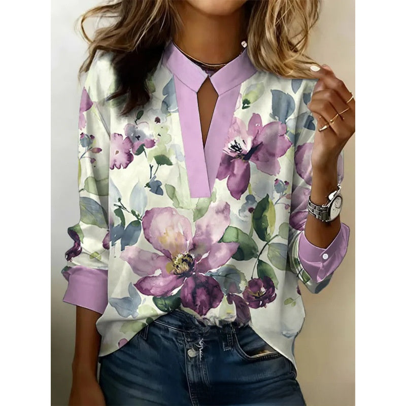 Womens Digital Print Pullover Blouse
