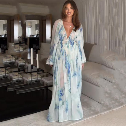 Floral Print Chiffon Bohemian Dress