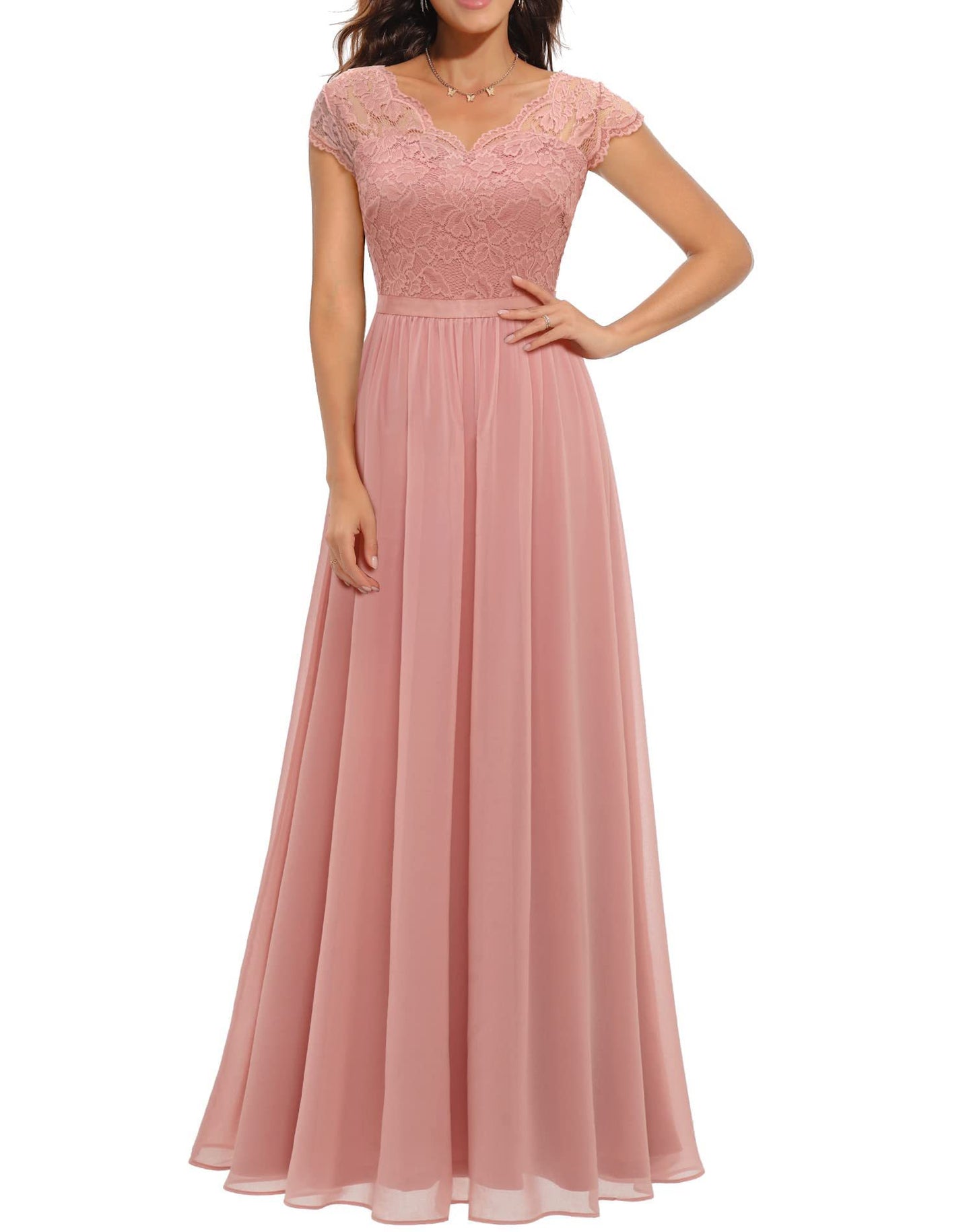 Lace Splicing Long Waist-Cinching Dress