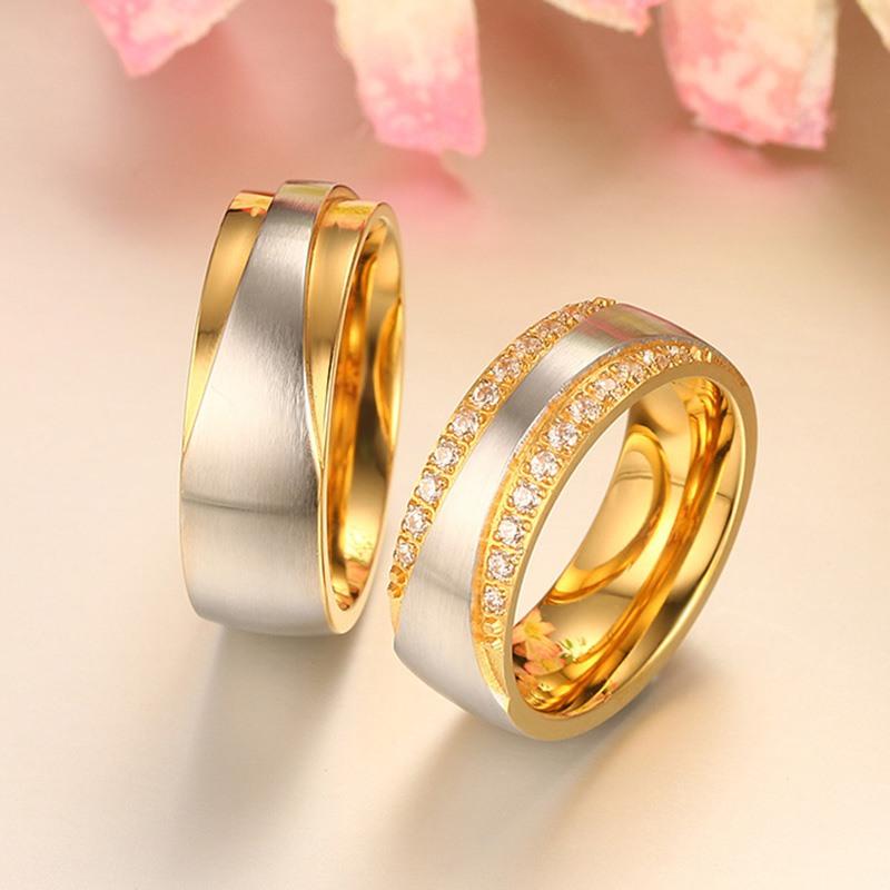 Vnox Wedding Rings for Women Men Promise Lover Valentine's Day Gift