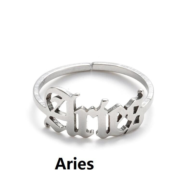 New Stainless Steel Ring Women's ins Colorless European and American Opening Retro Simple English Letter Ring Men