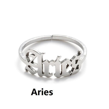 New Stainless Steel Ring Women's ins Colorless European and American Opening Retro Simple English Letter Ring Men