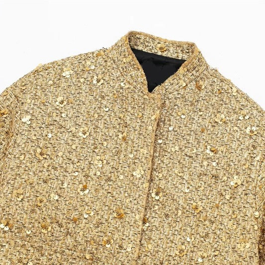 Womens Sequin Embellished Casual Jacket