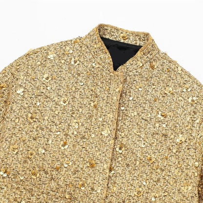 Womens Sequin Embellished Casual Jacket