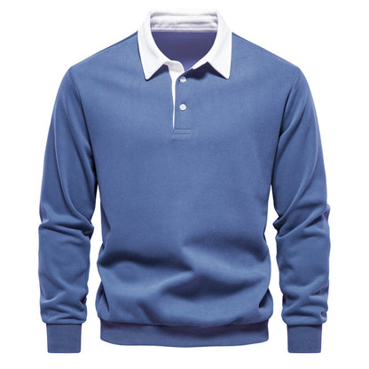 Mens Long Sleeve Polo Collar Sweatshirt