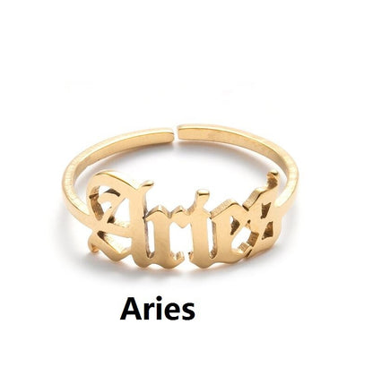 New Stainless Steel Ring Women's ins Colorless European and American Opening Retro Simple English Letter Ring Men