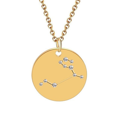12 constellation stainless steel necklace set Leo Libra Aries Pendant Horoscope Astrology Necklace for men and women
