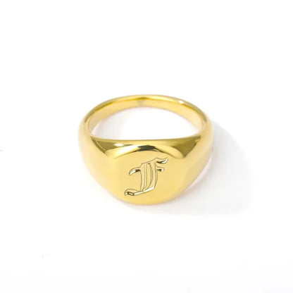 A-Z Letter Initial Rings for Women Goth Chunky Wide Stainless Steel Alphabet Men Ring 2024 Trendy Wedding Couple Jewelry anillos