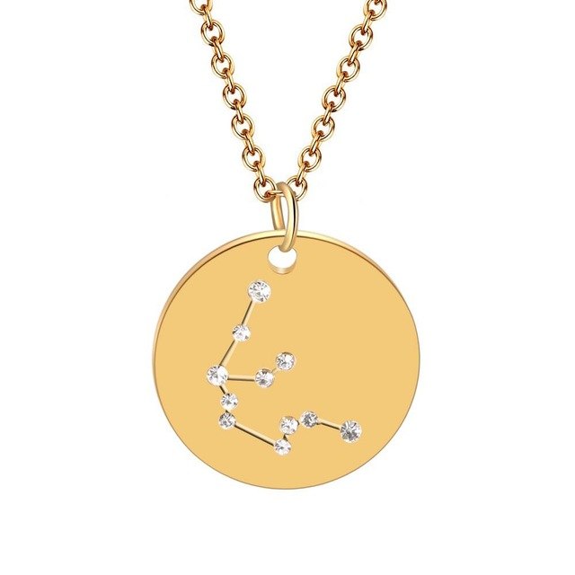 12 constellation stainless steel necklace set Leo Libra Aries Pendant Horoscope Astrology Necklace for men and women