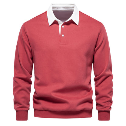 Mens Long Sleeve Polo Collar Sweatshirt