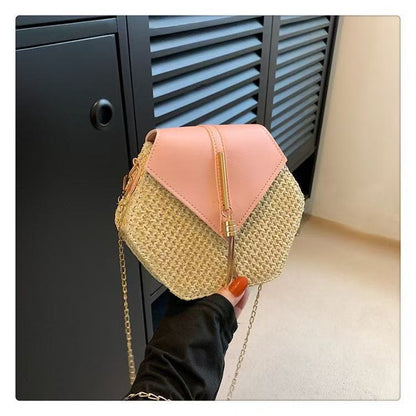 Women's Straw Woven Crossbody Bag with Tassel