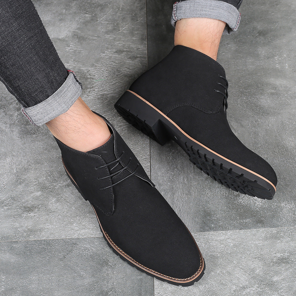 Pointed-toe casual men's leather boots